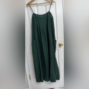 Mirth Chic Forest Green Maxi Dress 100% Linen
